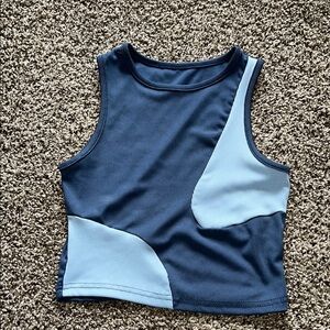 Stylish Blue Colorblock Tank Top